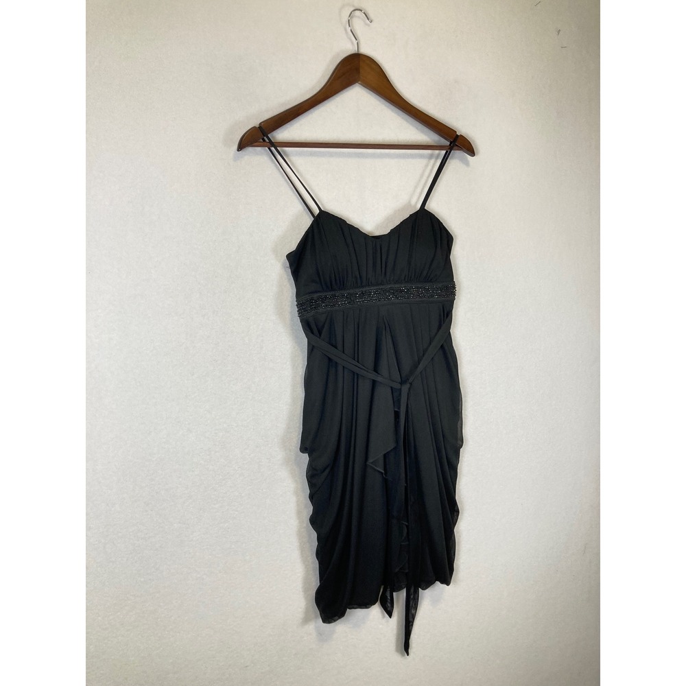 Cocktail Sweet Storm Women M Black Beaded Empire Waist Chiffon Dress 26579 - Picture 9 of 9